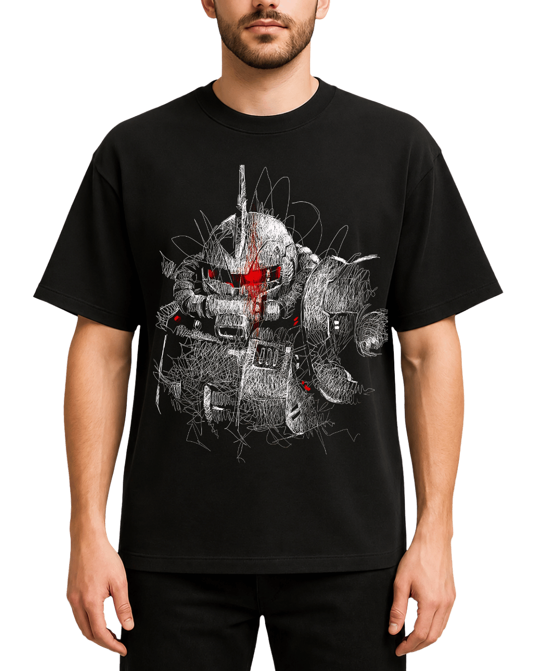 Anime Mecha Zaku Sketch Graphic Tee