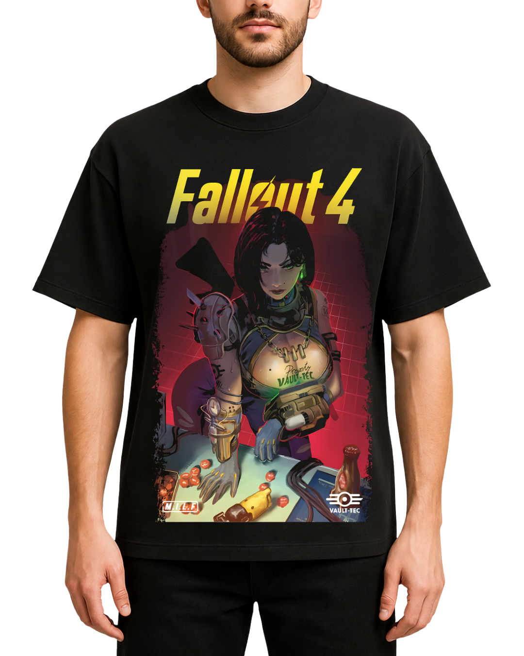 Fallout 4 Vault Girl Anime Waifu Heavyweight Oversized Graphic Tee