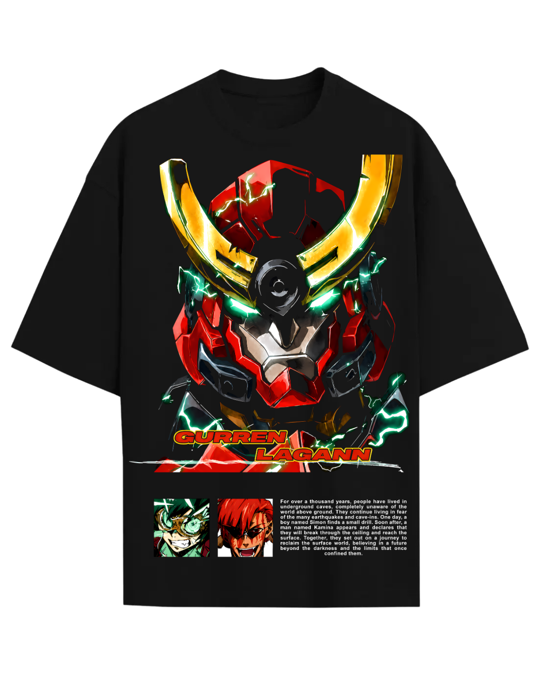 Gurren Lagann Anime Oversized Graphic T-Shirt