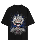 Luffy Gear 5 Scribble Anime Oversized Black T-Shirt
