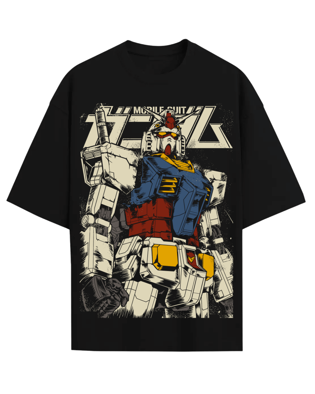 Retro Mobile Suit Gundam RX-78-2 Anime Mecha Oversized Graphic T-Shirt