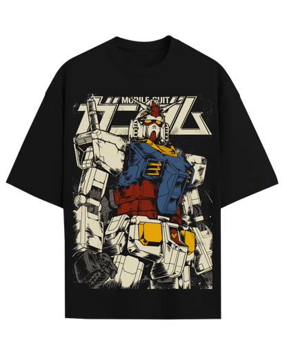 Retro Mobile Suit Gundam RX-78-2 Anime Mecha Oversized Graphic T-Shirt