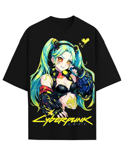 Rebecca Cyberpunk Edgerunners Anime Oversized Graphic Tee