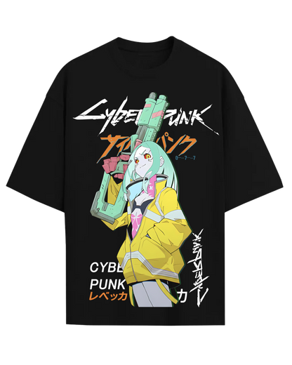Rebecca Cyberpunk Edgerunners Anime Oversized Graphic Tee