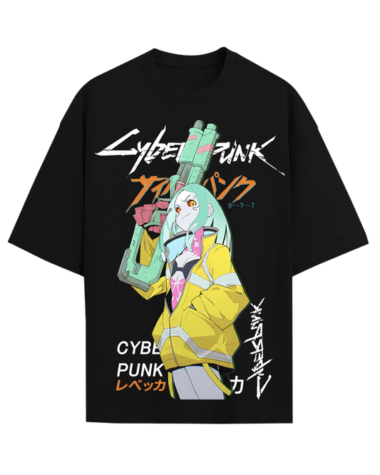 Rebecca Cyberpunk Edgerunners Anime Oversized Graphic Tee