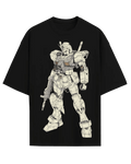 Gundam Mobile Suit Anime Mecha Graphic Oversized Black T-Shirt