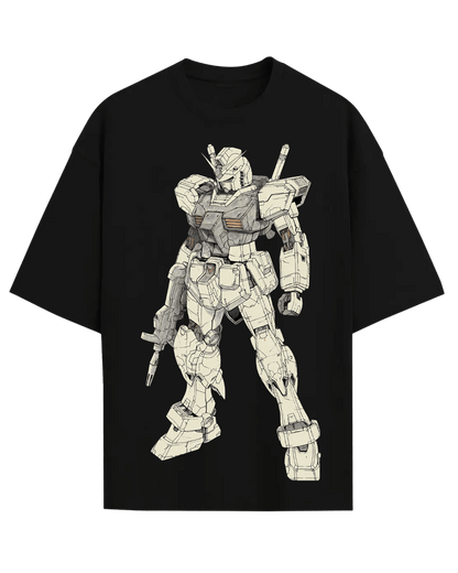 Gundam Mobile Suit Anime Mecha Graphic Oversized Black T-Shirt