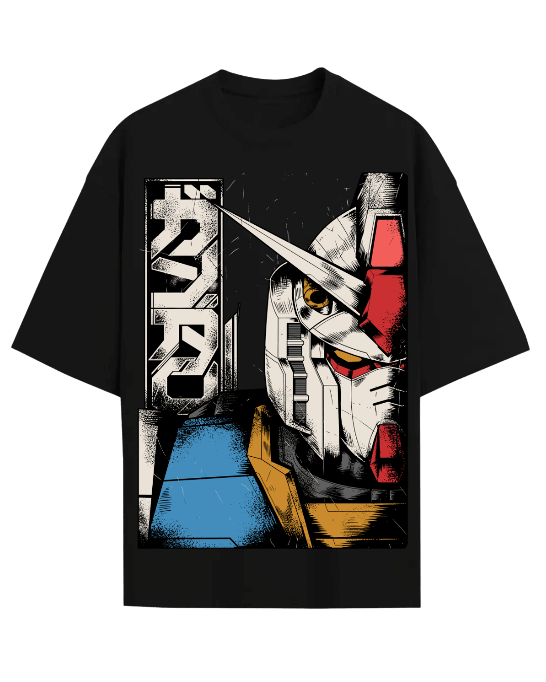 Retro Gundam Mecha Anime Oversized Graphic T-Shirt