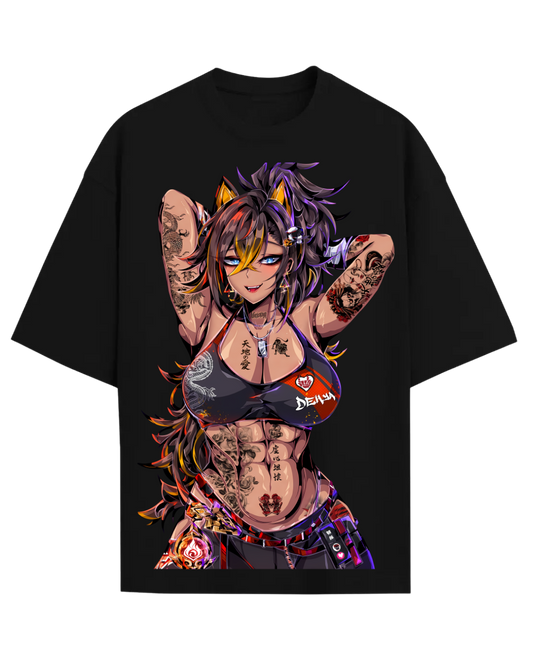 Dehya Genshin Impact Tattooed Anime Waifu Graphic Oversized T-Shirt