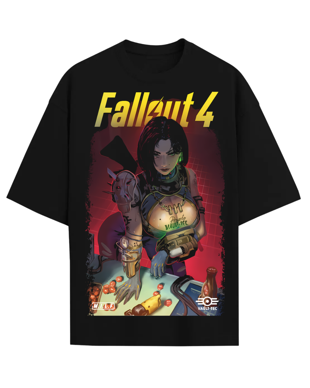 Fallout 4 Vault Girl Anime Waifu Heavyweight Oversized Graphic Tee