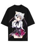Koneko Toujou High School DxD Anime Graphic Oversized Black T-Shirt