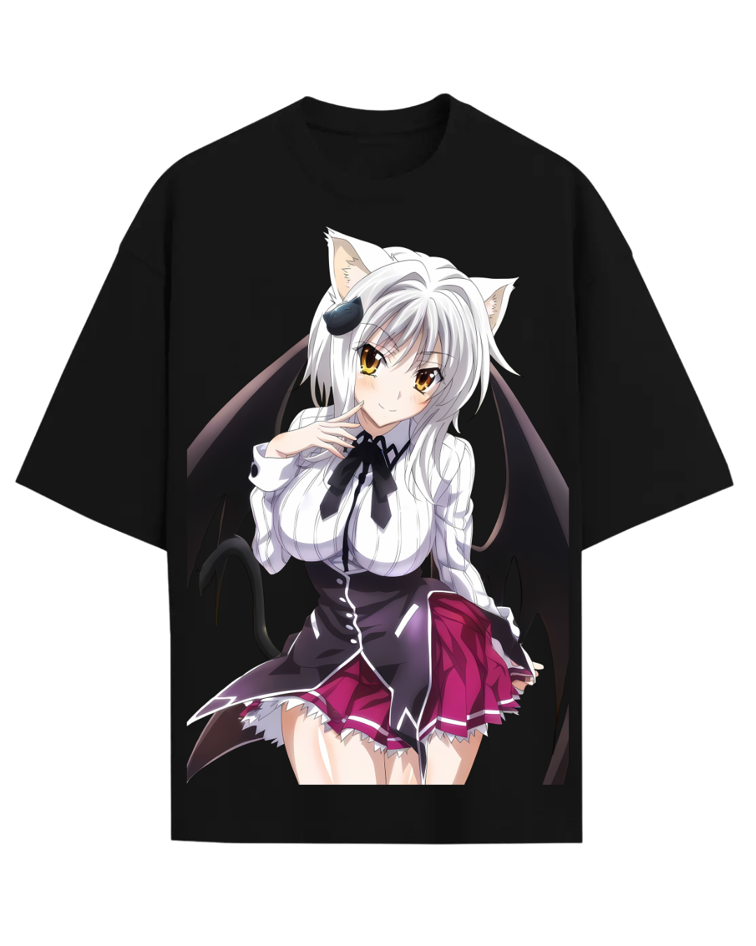 Koneko Toujou High School DxD Anime Graphic Oversized Black T-Shirt
