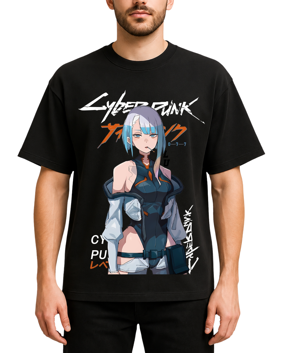 Cyberpunk Anime Lucy Oversized Graphic Tee