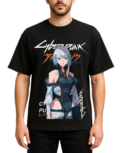 Cyberpunk Anime Lucy Oversized Graphic Tee