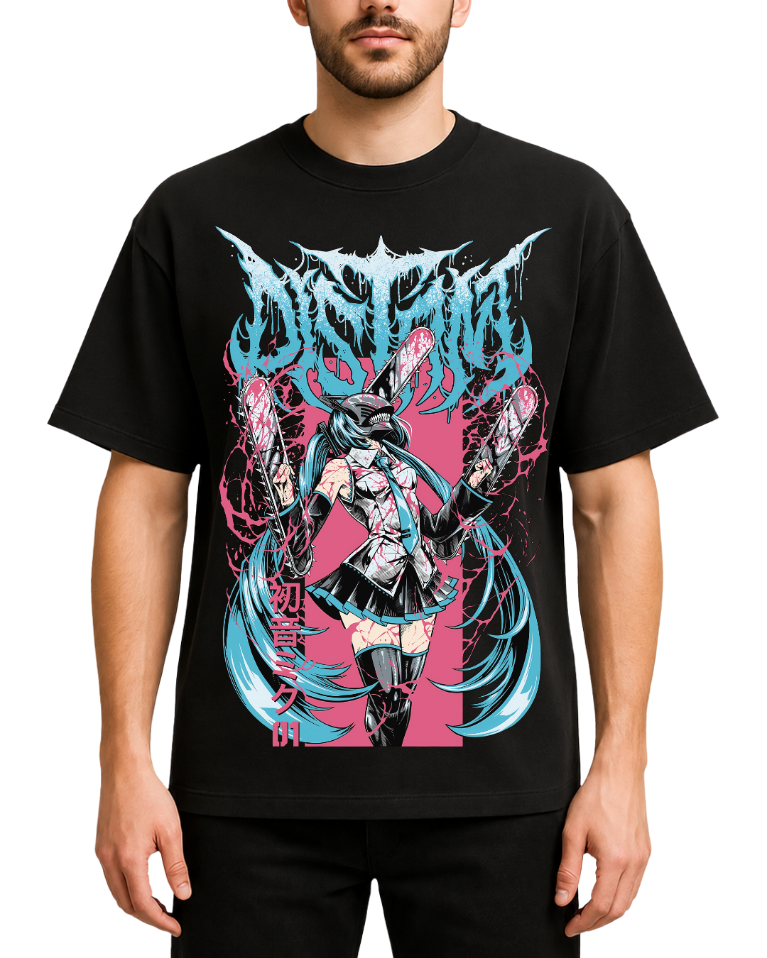 Hatsune Miku Chainsaw Man Mashup Graphic Tee