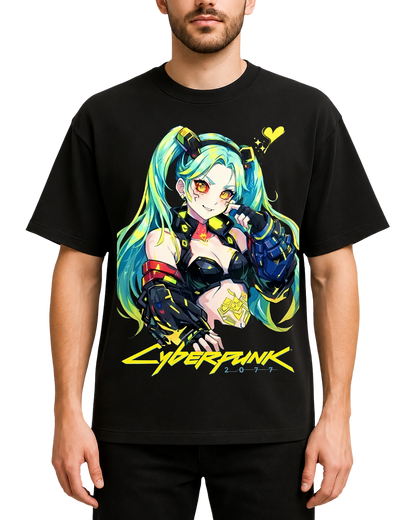 Rebecca Cyberpunk Edgerunners Anime Oversized Graphic Tee