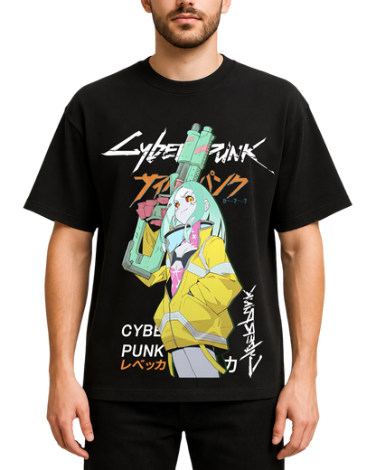 Rebecca Cyberpunk Edgerunners Anime Oversized Graphic Tee