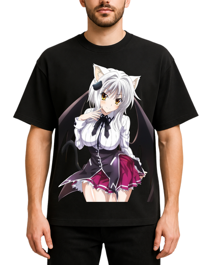 Koneko Toujou High School DxD Anime Graphic Oversized Black T-Shirt