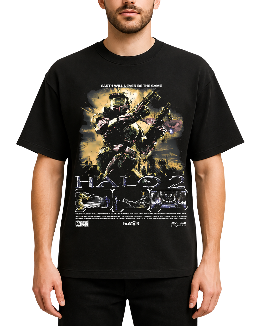 Halo 2 Master Chief Retro Gaming Graphic Tee