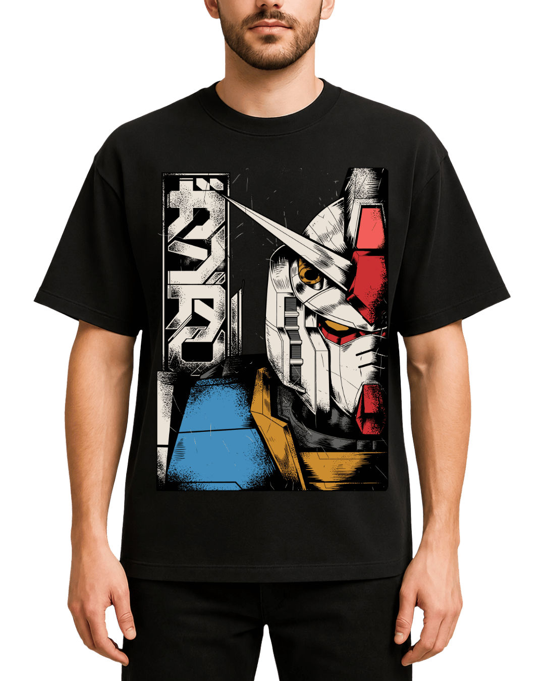 Retro Gundam Mecha Anime Oversized Graphic T-Shirt