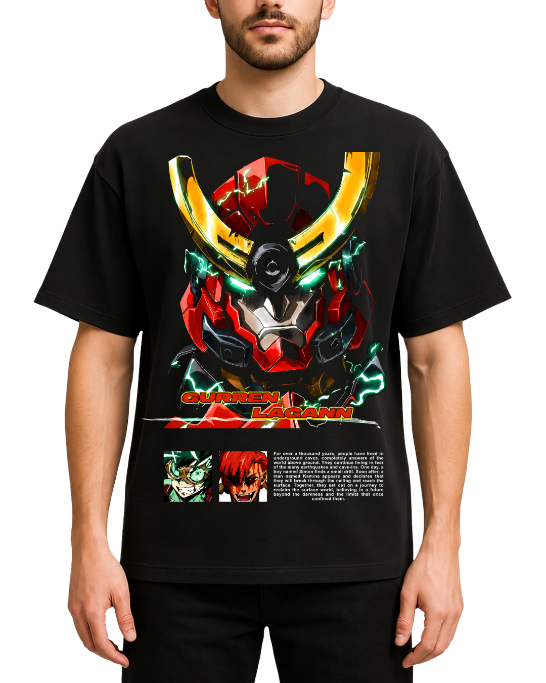 Gurren Lagann Anime Oversized Graphic T-Shirt