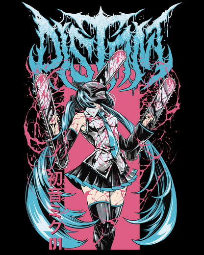 Hatsune Miku Chainsaw Man Mashup Graphic Tee