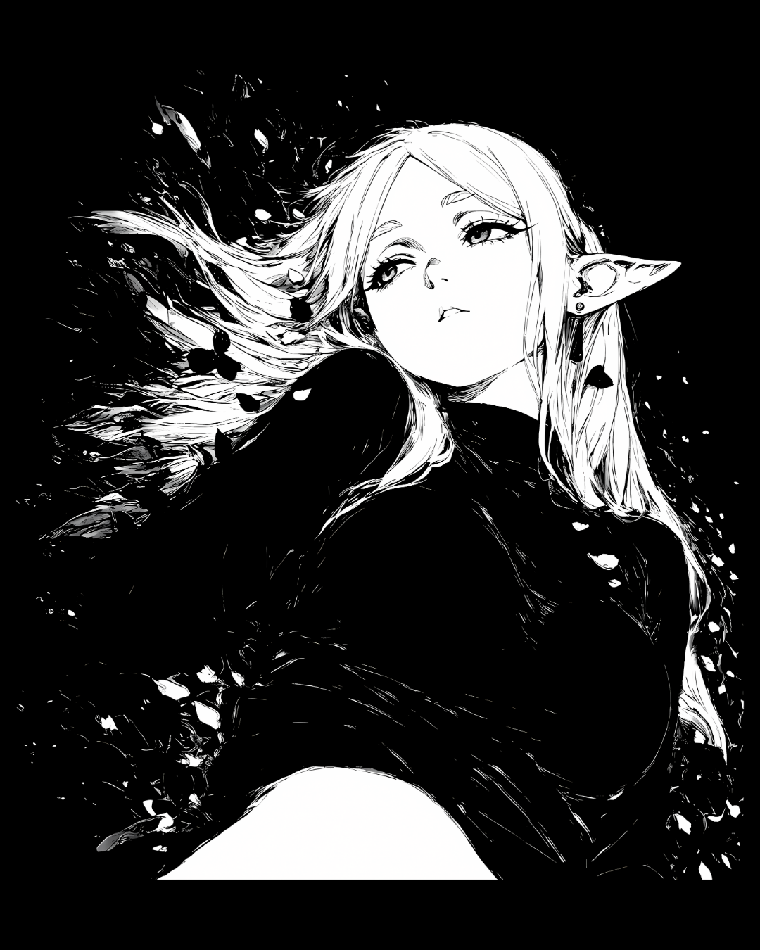 Frieren Anime Elf Graphic Oversized T-Shirt