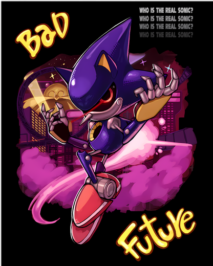 Metal Sonic Bad Future Retro Gaming Oversized Graphic Tee