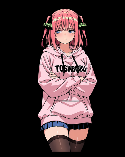 Nino Nakano Quintessential Quintuplets Anime Graphic Oversized Black T-Shirt
