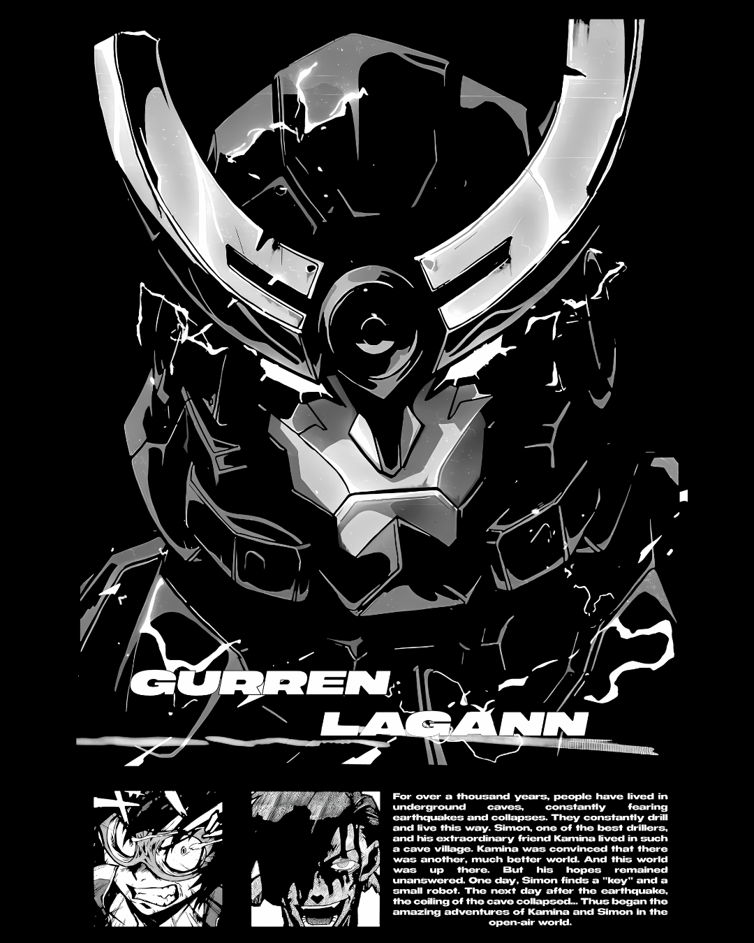 Gurren Lagann Anime Oversized Graphic T-Shirt