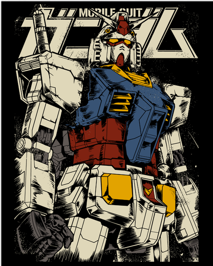 Retro Mobile Suit Gundam RX-78-2 Anime Mecha Oversized Graphic T-Shirt