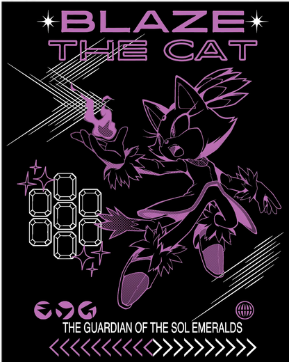 Blaze the Cat Anime Graphic T-Shirt