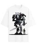 Sci-Fi Mech Robot Sword Graphic Oversized T-Shirt