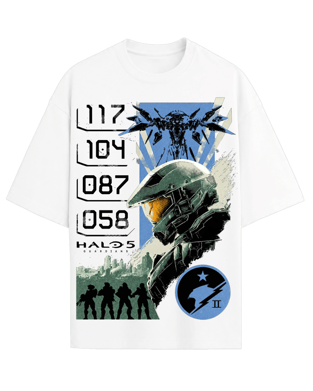 Halo Master Chief Spartan Blue Team 117 Oversized Graphic T-Shirt