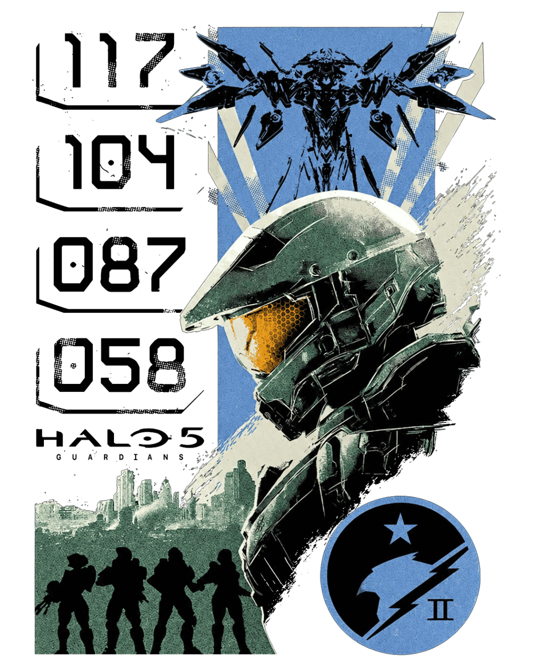 Halo Master Chief Spartan Blue Team 117 Oversized Graphic T-Shirt