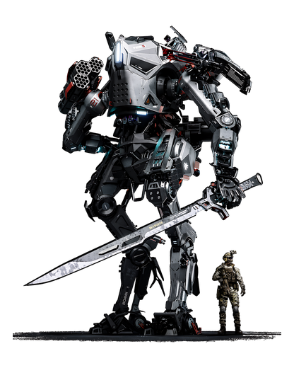 Sci-Fi Mech Robot Sword Graphic Oversized T-Shirt