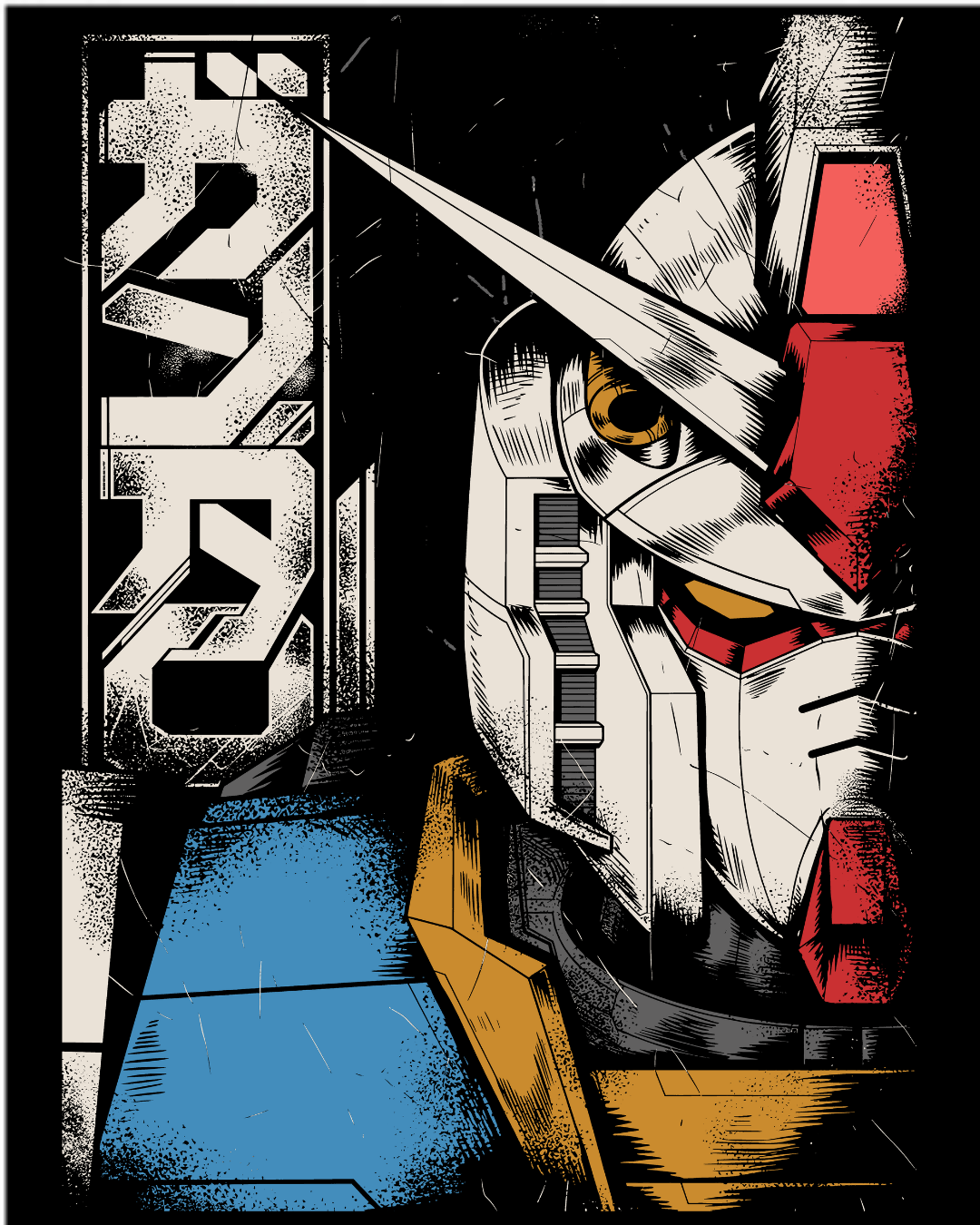 Retro Gundam Mecha Anime Oversized Graphic T-Shirt