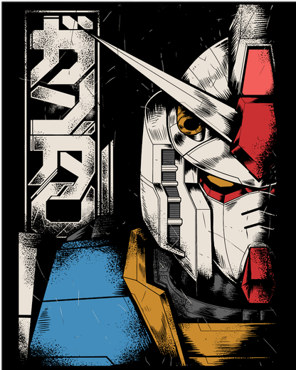 Retro Gundam Mecha Anime Oversized Graphic T-Shirt