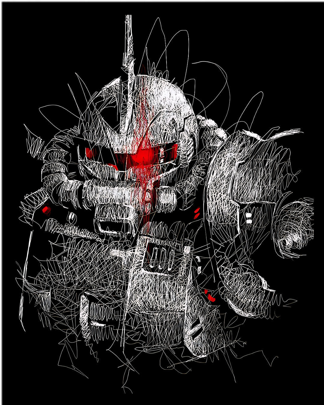 Anime Mecha Zaku Sketch Graphic Tee