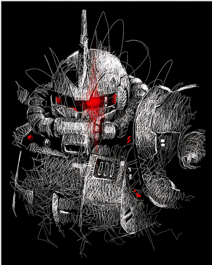 Anime Mecha Zaku Sketch Graphic Tee