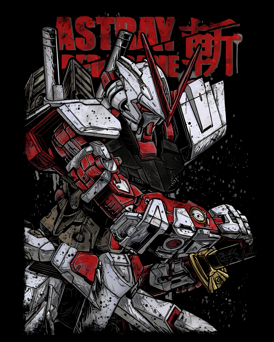 Gundam Astray Red Frame Mecha Anime Graphic Oversized Streetwear T-Shirt