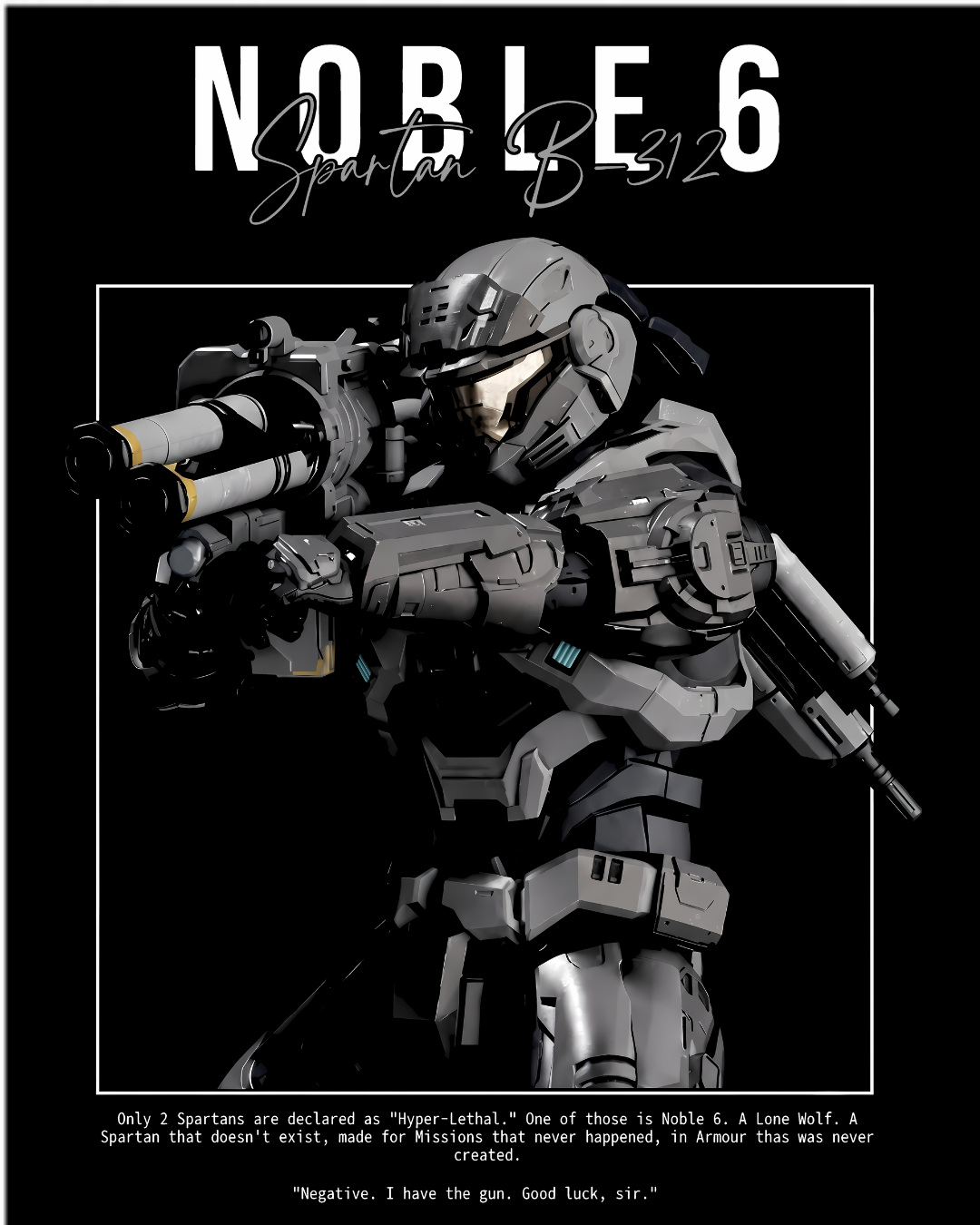 Halo Reach Noble 6 Spartan B312 Graphic Oversized T-Shirt
